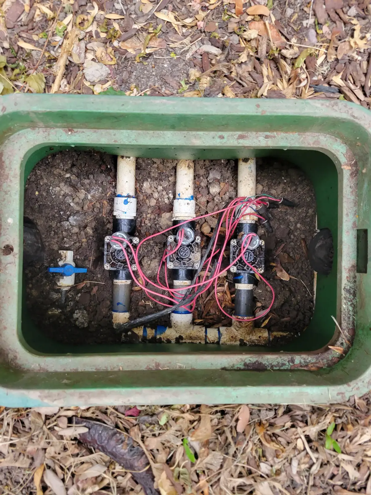 Open valve box on an existing irrigation system before service